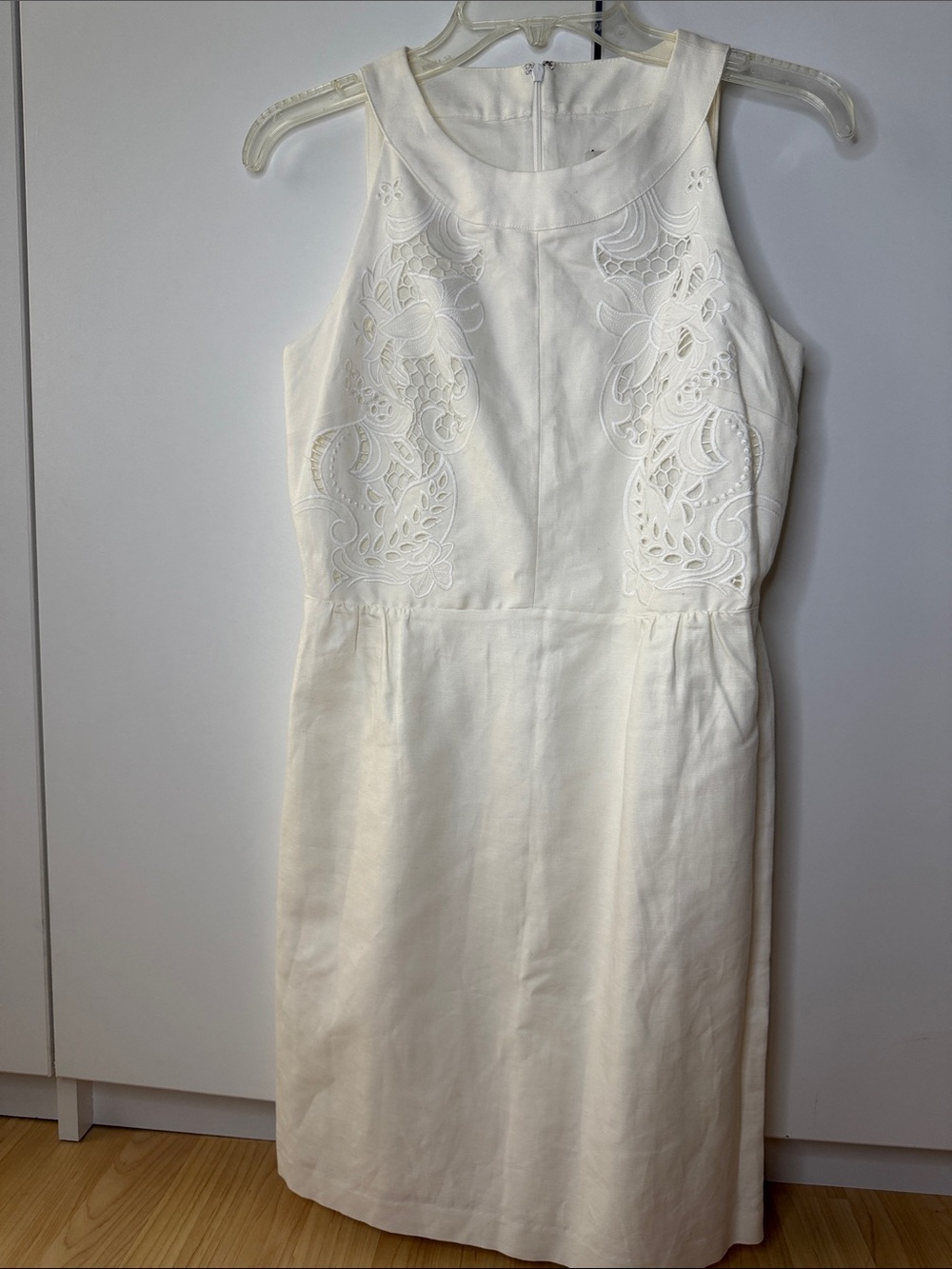 Sleeveless White Midi Dress with Cutwork Embroidery the Loft size 0